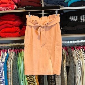 English Factory peach side zipper closure front slit belted skirt size M NWT